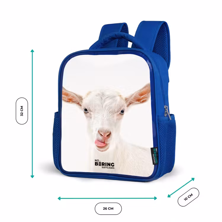 Kids backpack - Blue - Goat Sticking Out Its Tongue — 6