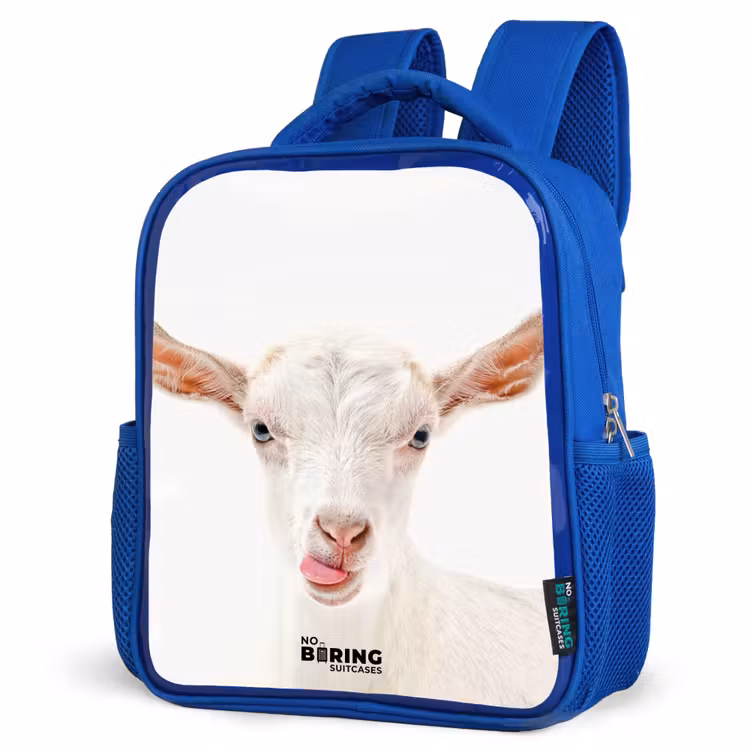 Kids backpack - Blue - Goat Sticking Out Its Tongue — 7