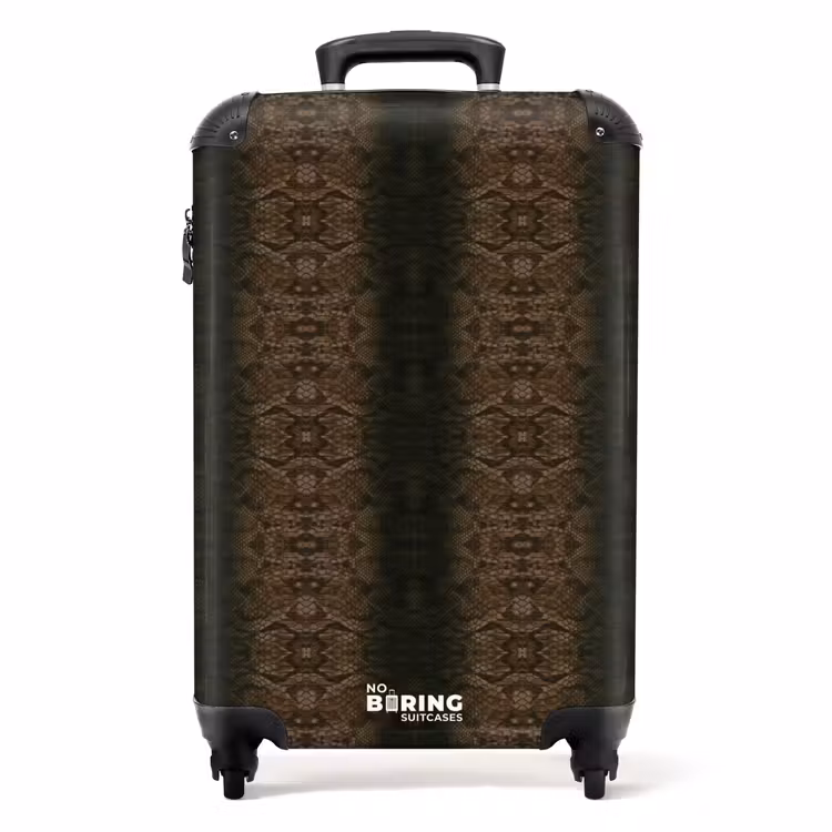 Suitcase - Brown snakeskin with symmetrical scale structure — 1
