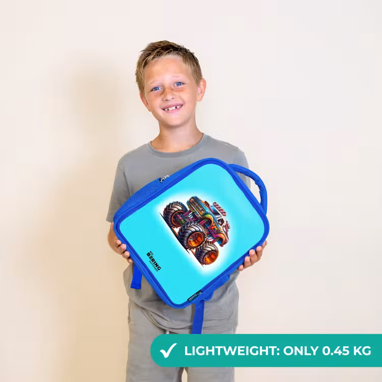 Kids backpack - Blue - Monster Truck on Light Blue Background — 3