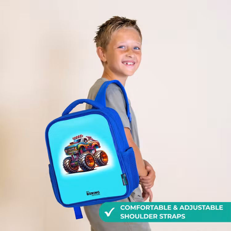 Kids backpack - Blue - Monster Truck on Light Blue Background — 4