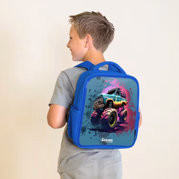 Kids backpack - Blue - Monster Wheels — 2