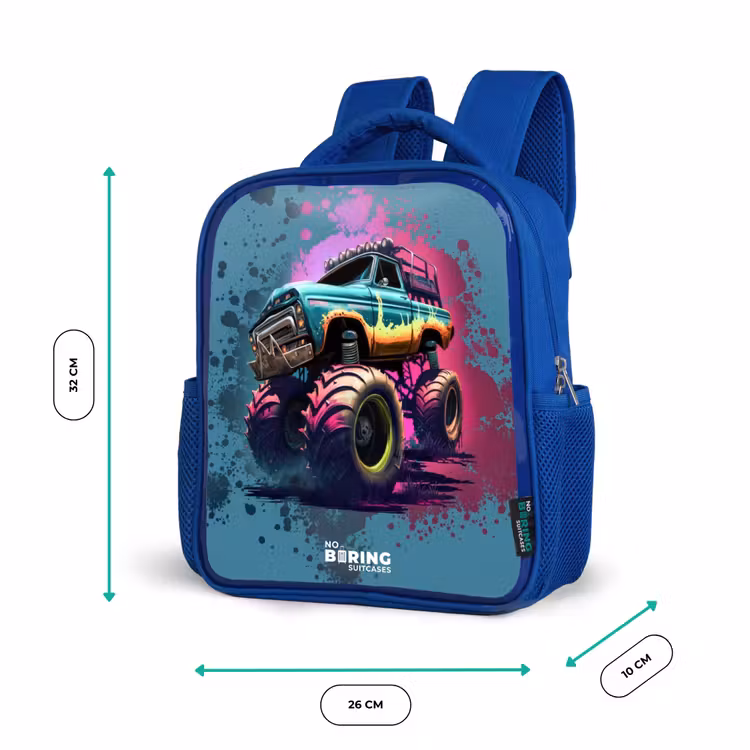 Kids backpack - Blue - Monster Wheels — 6