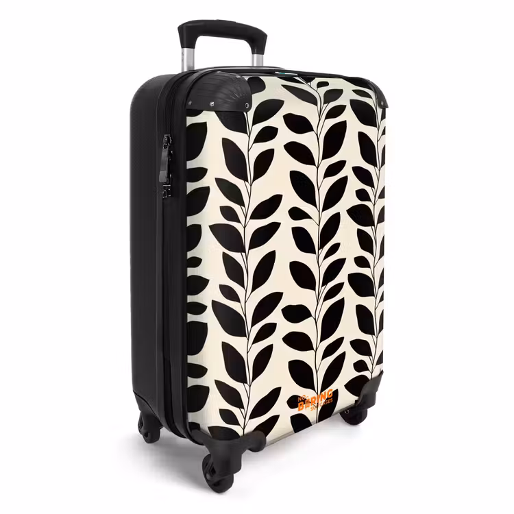 Suitcase - Botanical - Pattern - Black - Beige — 2