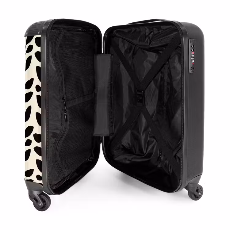 Suitcase - Botanical - Pattern - Black - Beige — 5