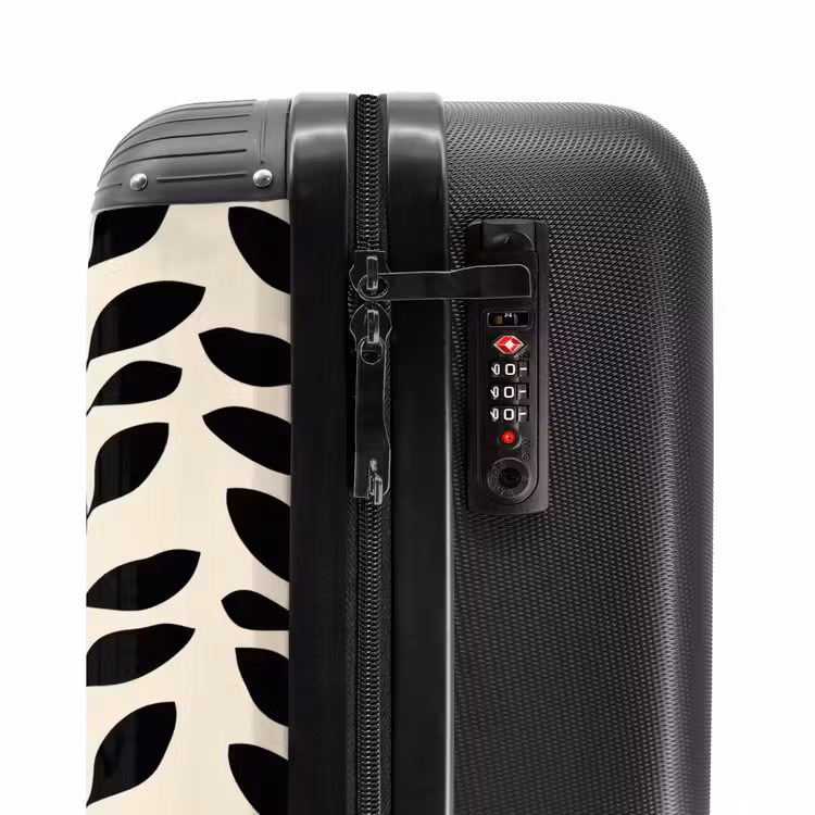 Suitcase - Botanical - Pattern - Black - Beige — 6