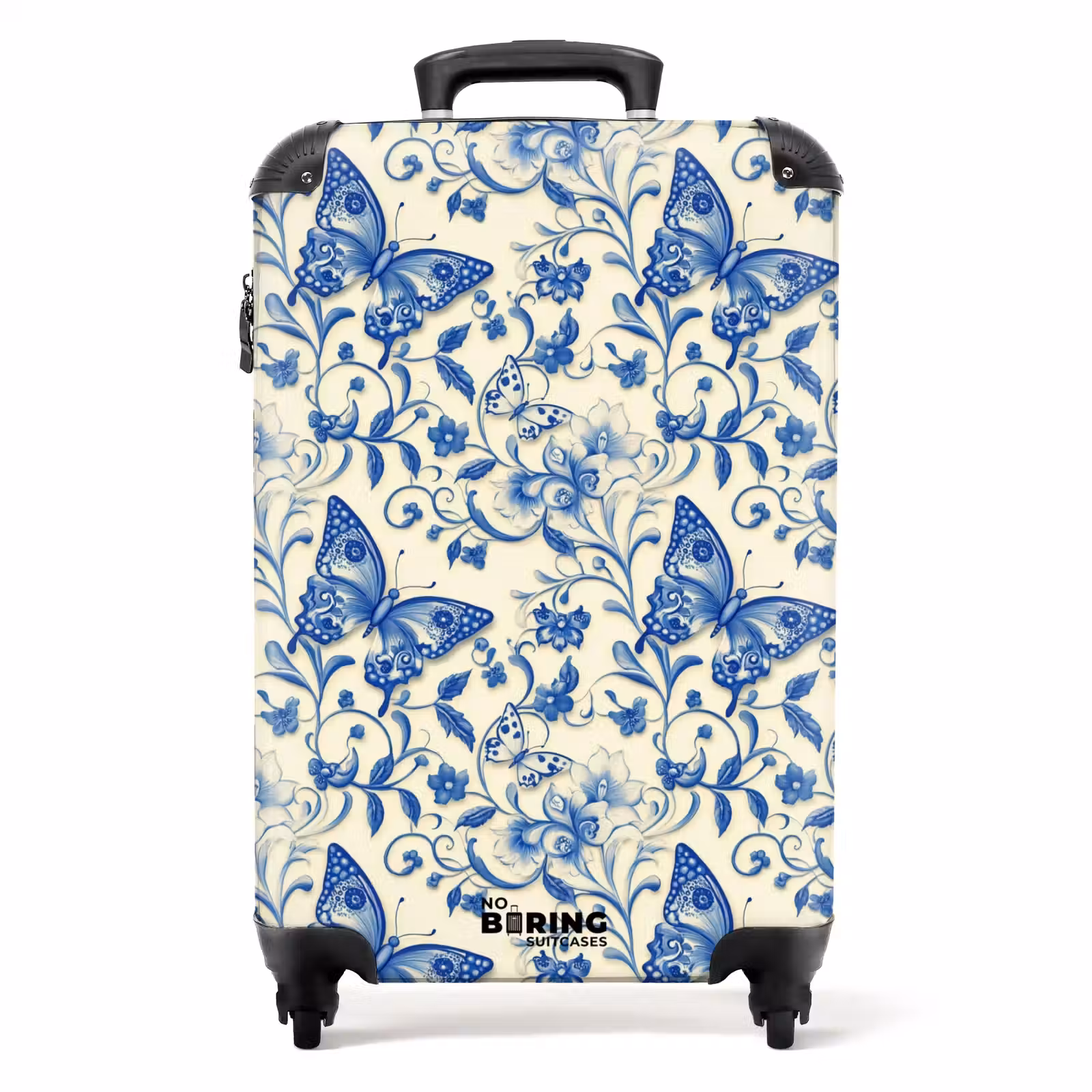 Suitcase - Butterflies - Flowers - Blue - Botanical — 1