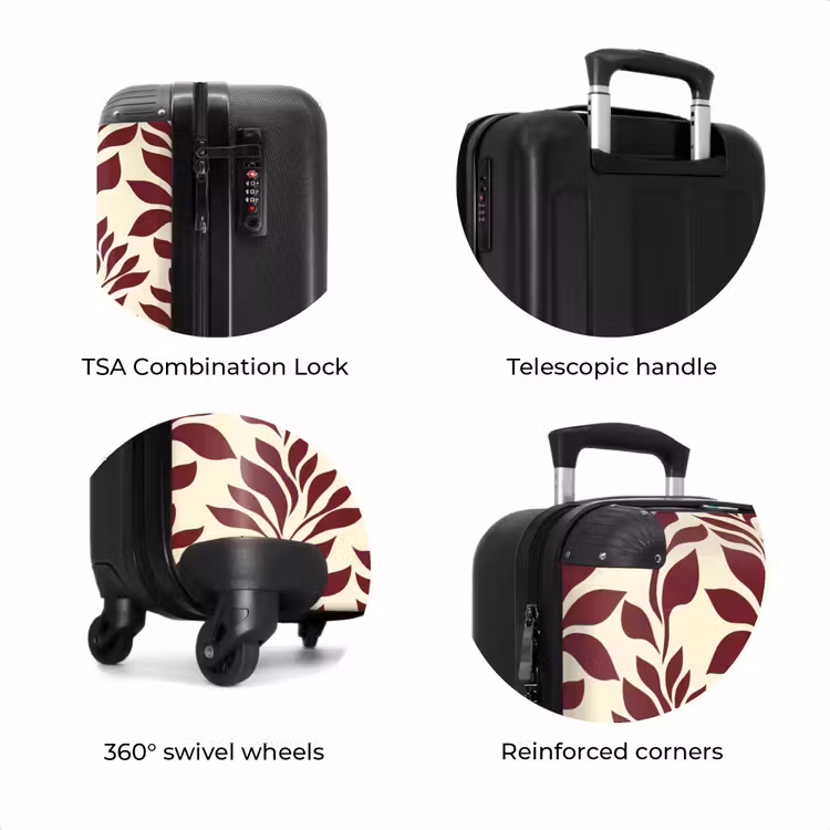 Suitcase - Abstract - Leaves - Burgundy — 8