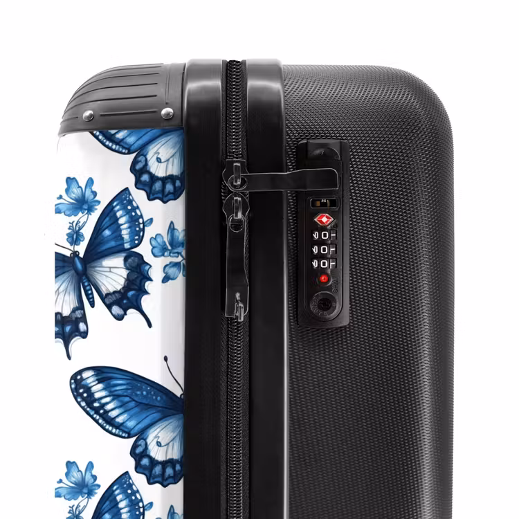 Suitcase - Blue - Butterflies - Flowers - White — 6