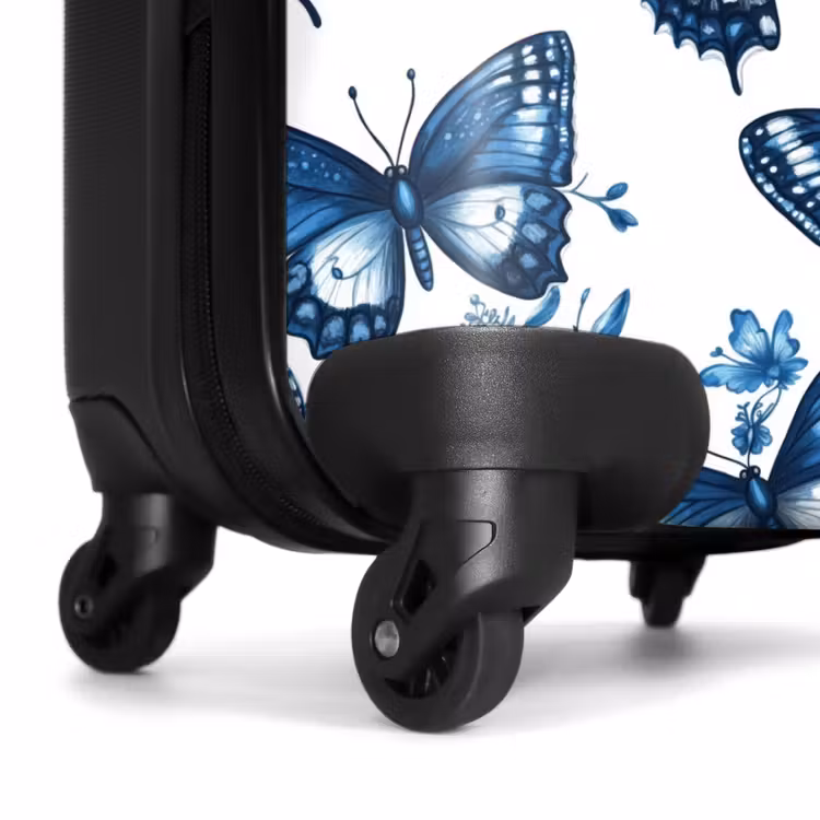 Suitcase - Blue - Butterflies - Flowers - White — 7