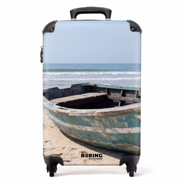 Suitcase - Boat - Sandy beach - Sea — 1