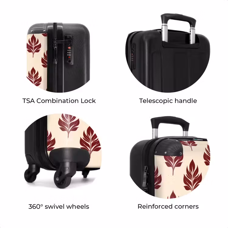 Suitcase - Botanical - Pattern - Bordeaux — 8