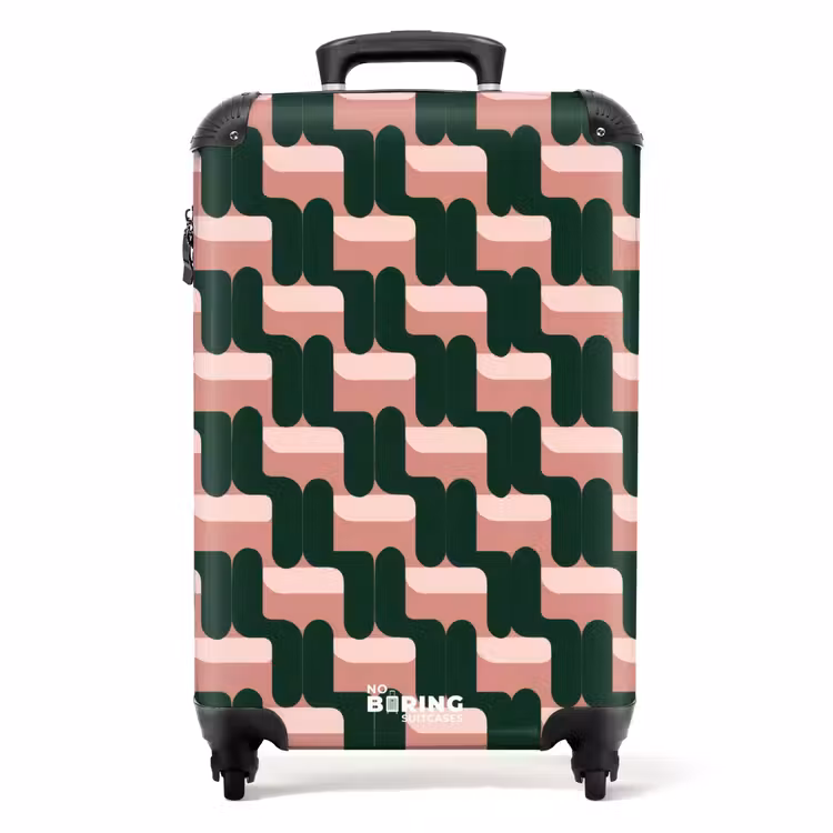 Suitcase - Braid pattern - Green - Pink - Geometric — 1