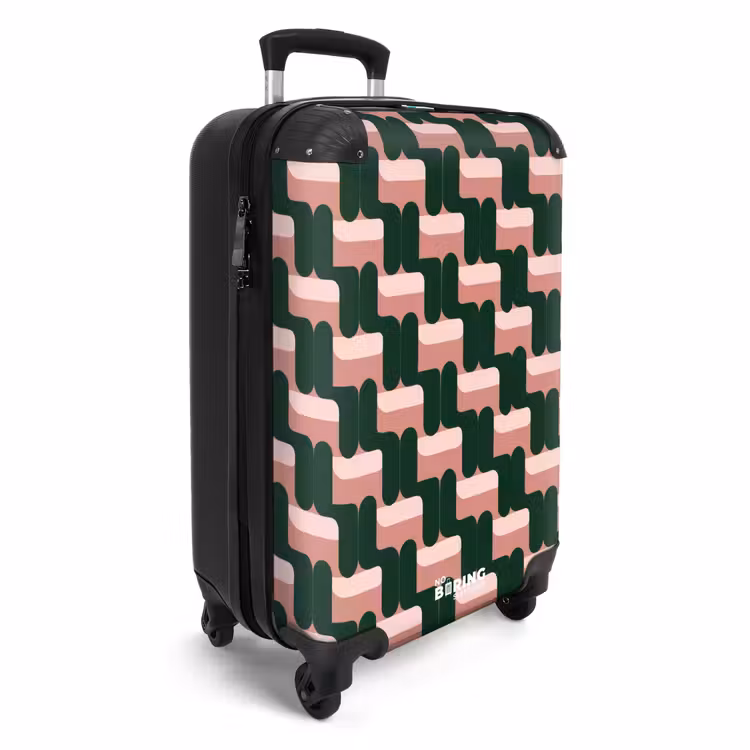 Suitcase - Braid pattern - Green - Pink - Geometric — 2