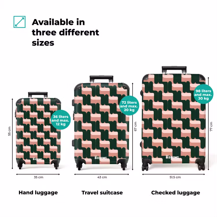 Suitcase - Braid pattern - Green - Pink - Geometric — 3