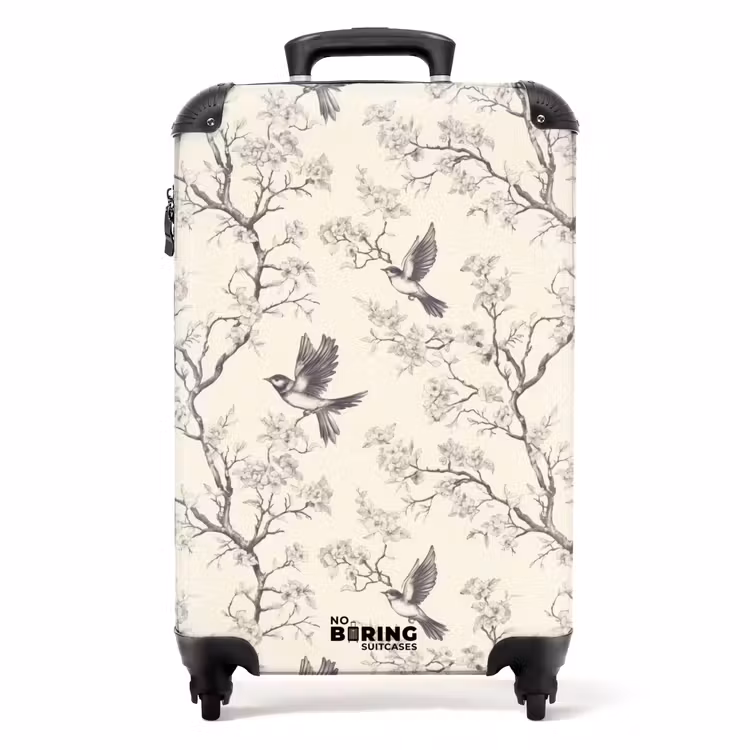 Suitcase - Branches - Birds - Beige — 1