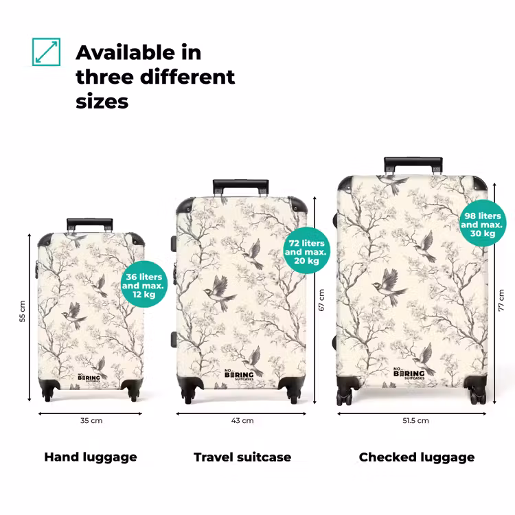 Suitcase - Branches - Birds - Beige — 3