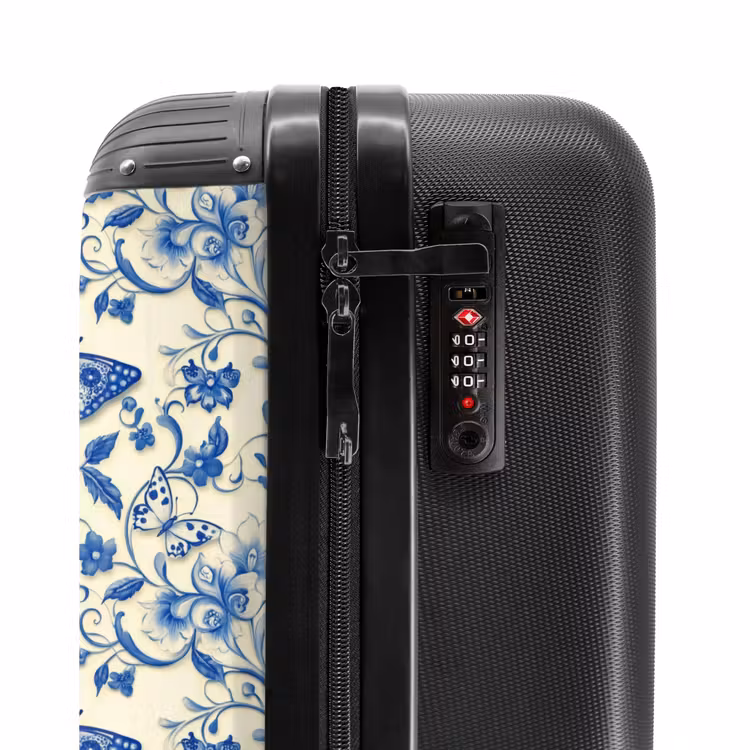 Suitcase - Butterflies - Flowers - Blue - Botanical — 6