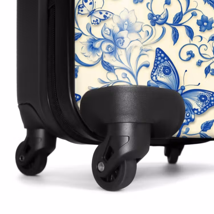 Suitcase - Butterflies - Flowers - Blue - Botanical — 7