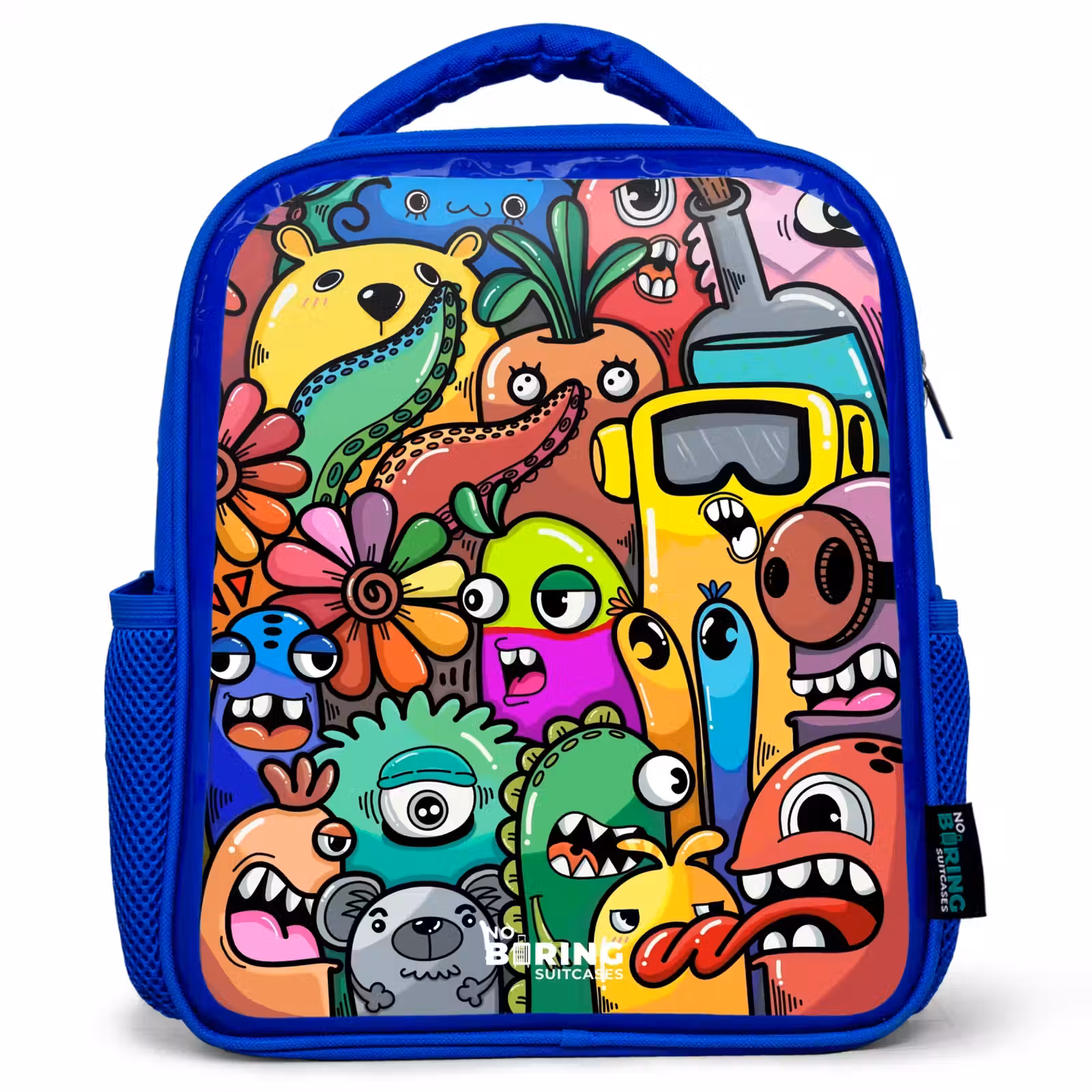 Kids backpack - Blue - Expressive and busy pattern with samples — 1