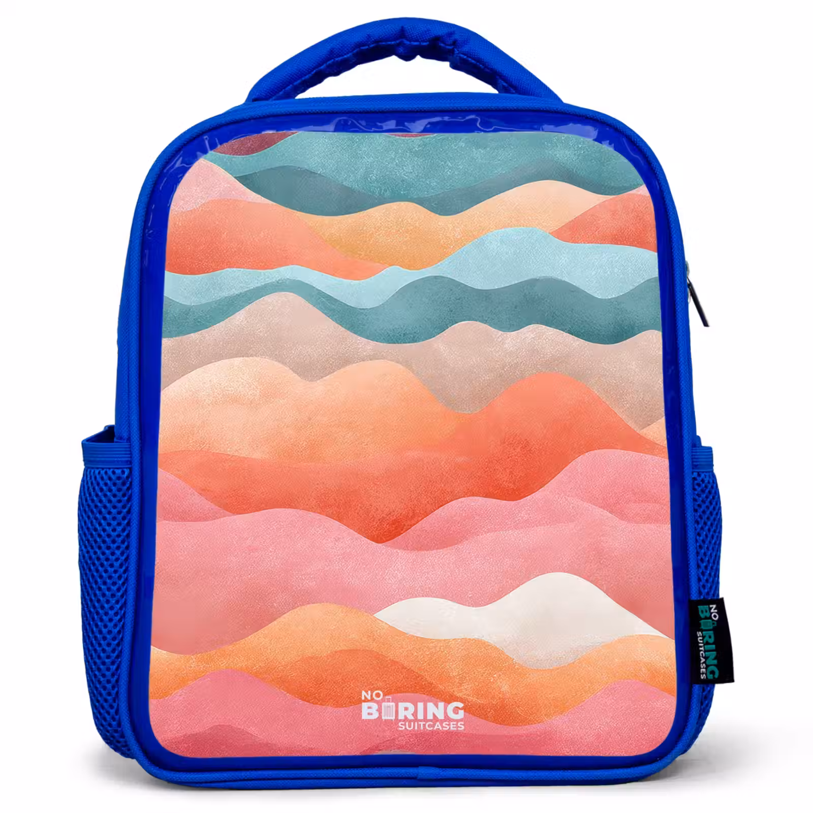 Kids backpack with name - Blue - Abstract waves — 1