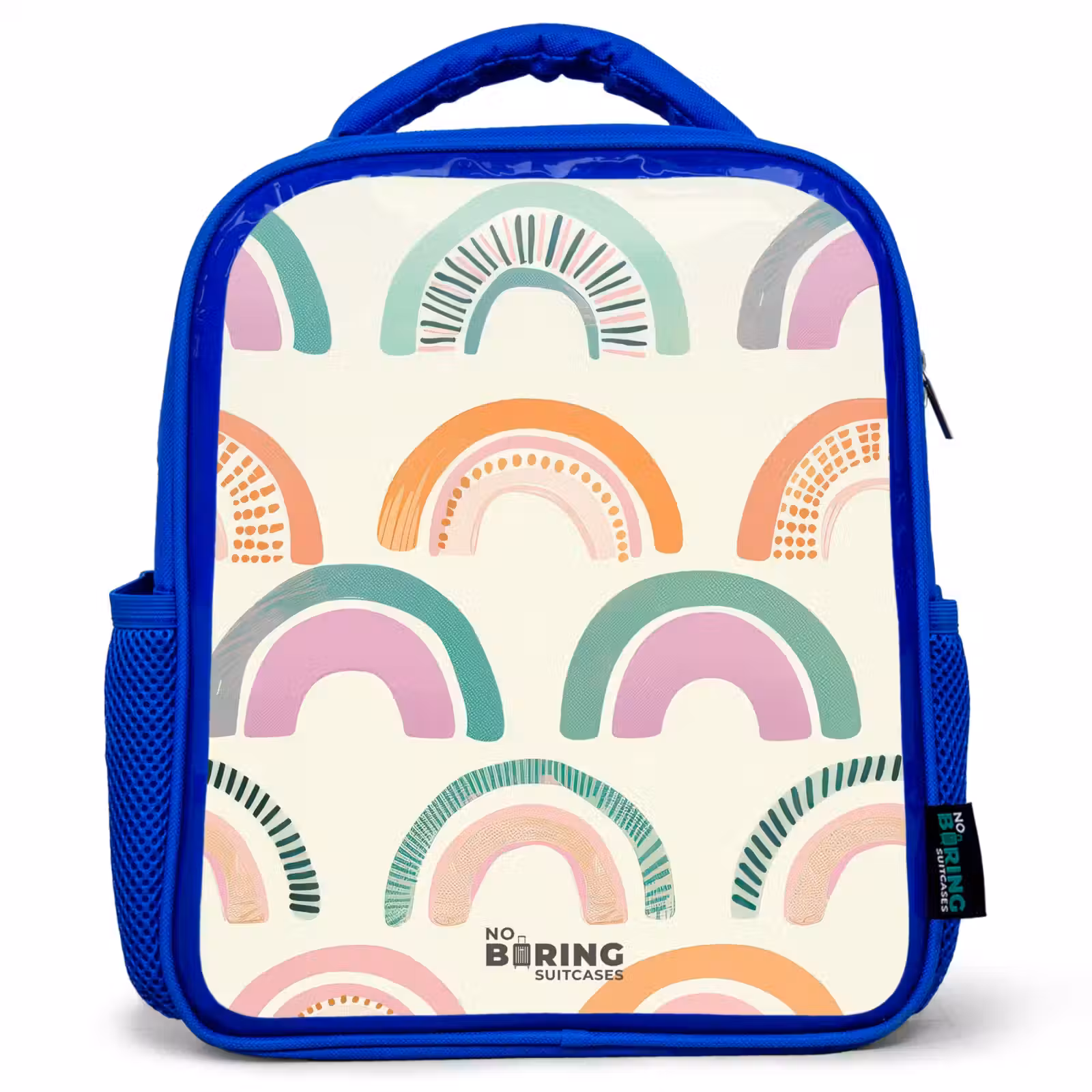Kids backpack with name - Blue - Rainbows — 1