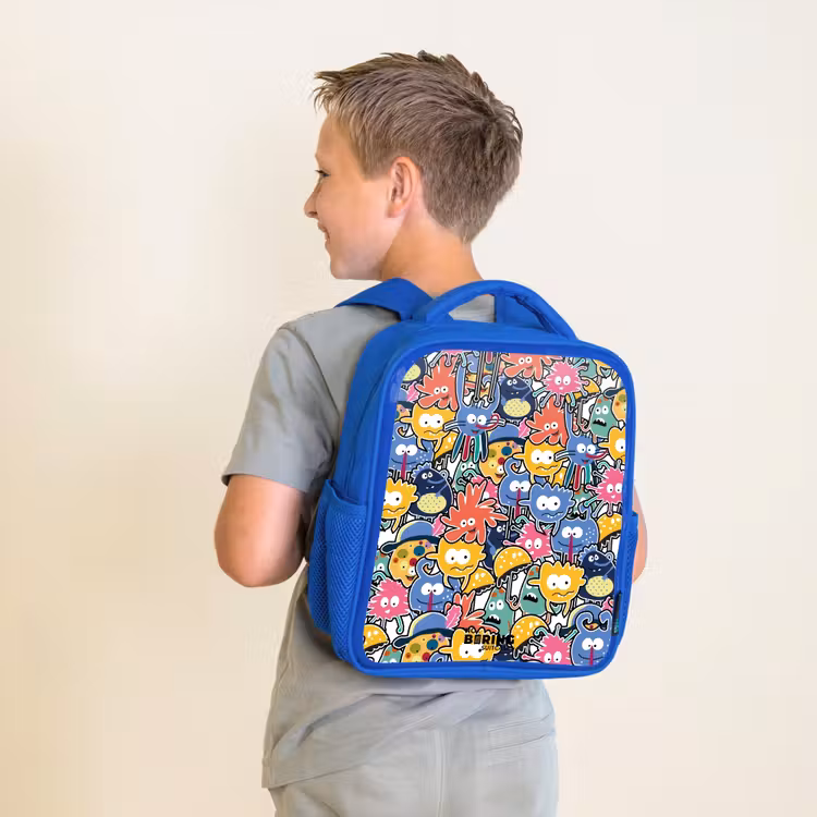 Kids backpack - Blue - Beasts with Big Eyes — 2