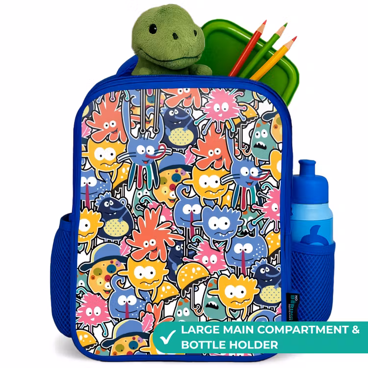 Kids backpack - Blue - Beasts with Big Eyes — 5
