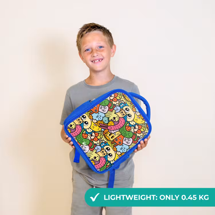 Kids backpack - Blue - Fantasy animals that laugh and are colorful — 3
