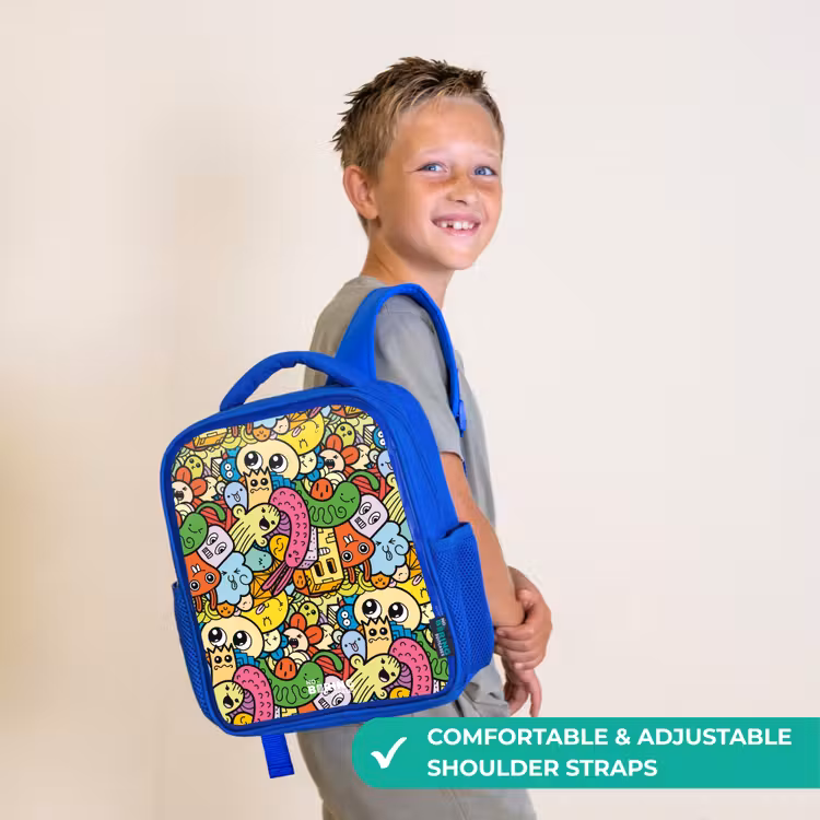 Kids backpack - Blue - Fantasy animals that laugh and are colorful — 4