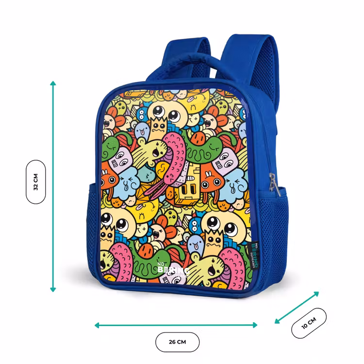 Kids backpack - Blue - Fantasy animals that laugh and are colorful — 6