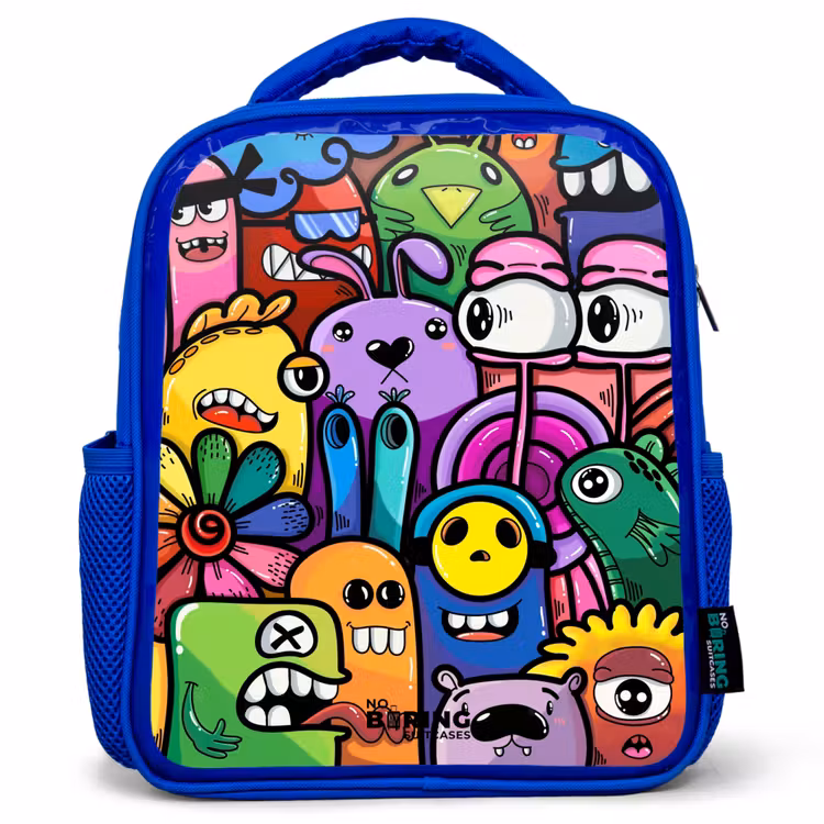 Kids backpack - Blue - Funny colorful monsters — 1