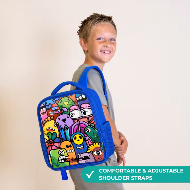 Kids backpack - Blue - Funny colorful monsters — 4