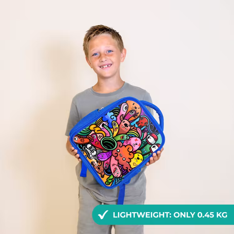 Kids backpack - Blue - Merry monster chaos — 3