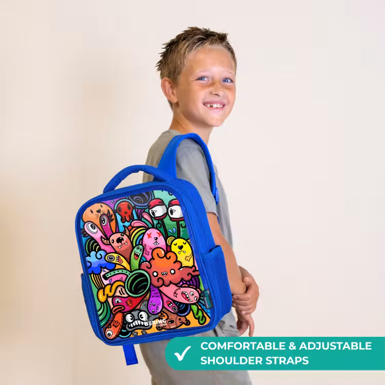 Kids backpack - Blue - Merry monster chaos — 4