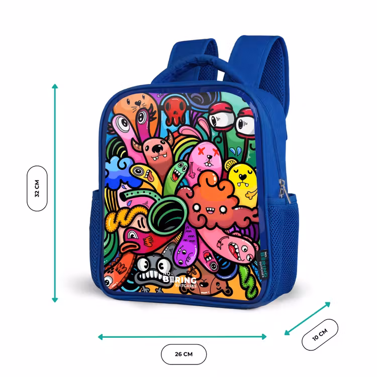 Kids backpack - Blue - Merry monster chaos — 6