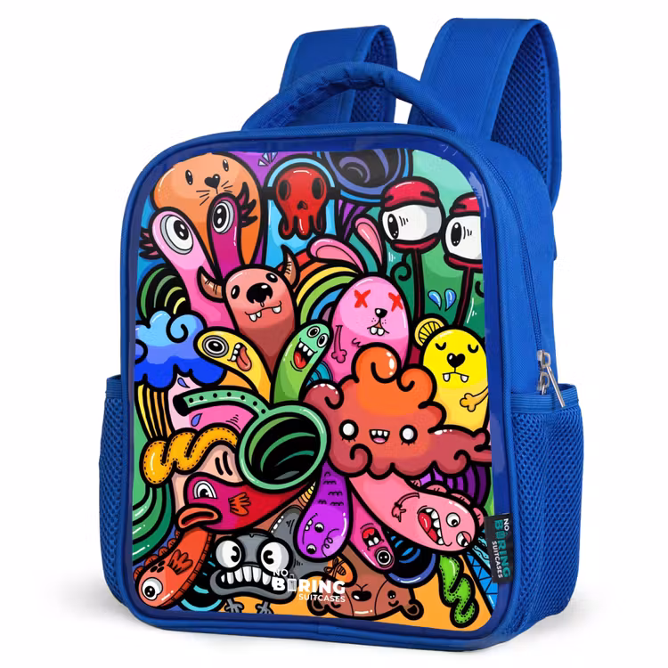 Kids backpack - Blue - Merry monster chaos — 7