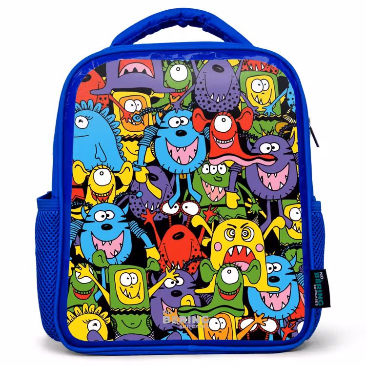Kids backpack - Blue - Monsters with Bright Colors — 1
