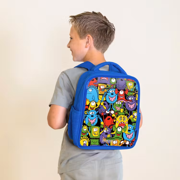 Kids backpack - Blue - Monsters with Bright Colors — 2