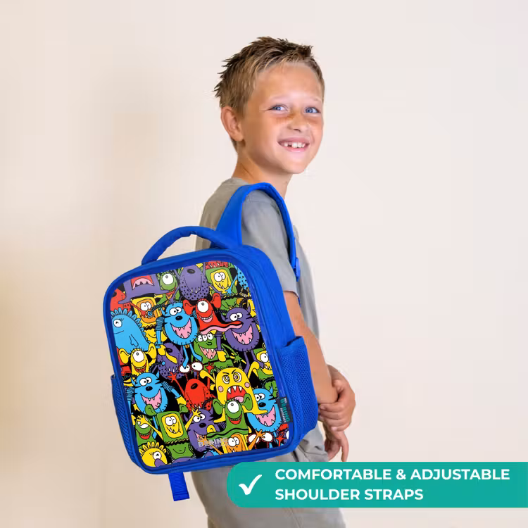 Kids backpack - Blue - Monsters with Bright Colors — 4