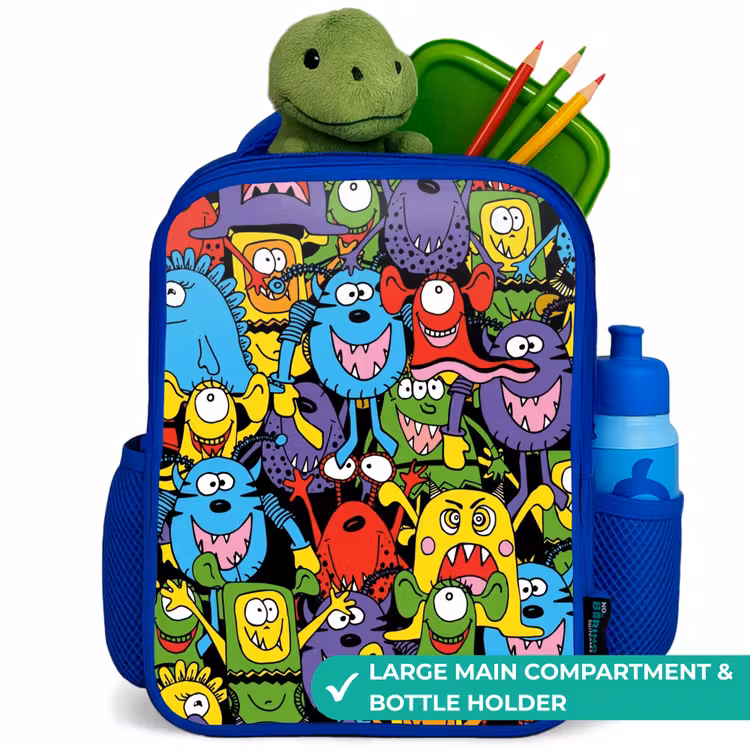 Kids backpack - Blue - Monsters with Bright Colors — 5