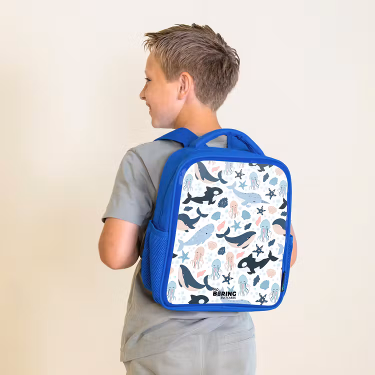 Kids backpack - Blue - Ocean animals colorful — 2