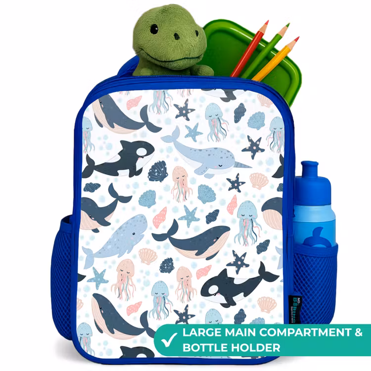Kids backpack - Blue - Ocean animals colorful — 5