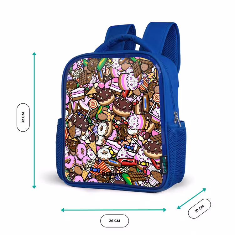 Kids backpack - Blue - Overflowing pattern with treats — 6