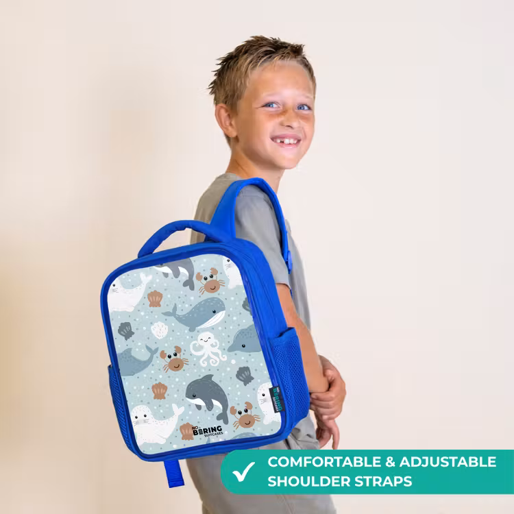 Kids backpack - Blue - Sea animals pattern colorful — 4