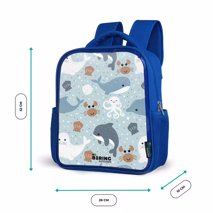 Kids backpack - Blue - Sea animals pattern colorful — 6