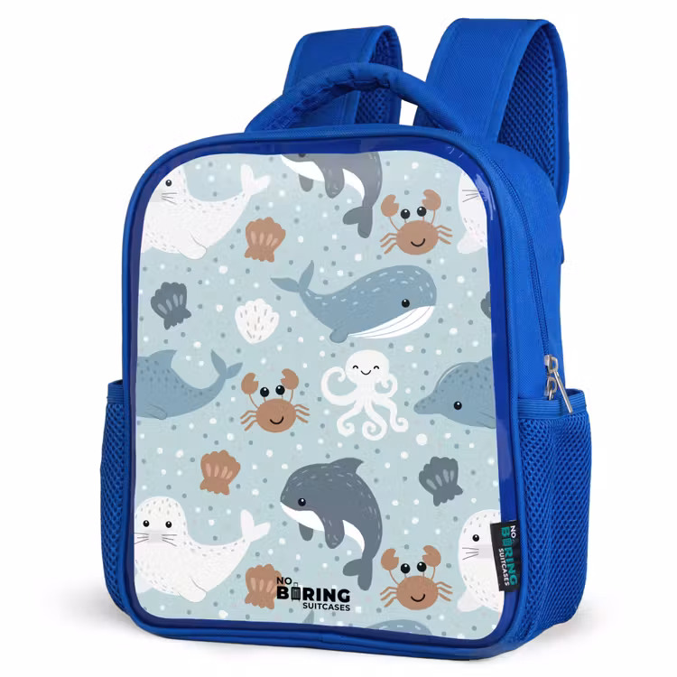 Kids backpack - Blue - Sea animals pattern colorful — 7