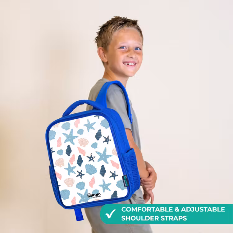 Kids backpack - Blue - Shells pattern colorful — 4