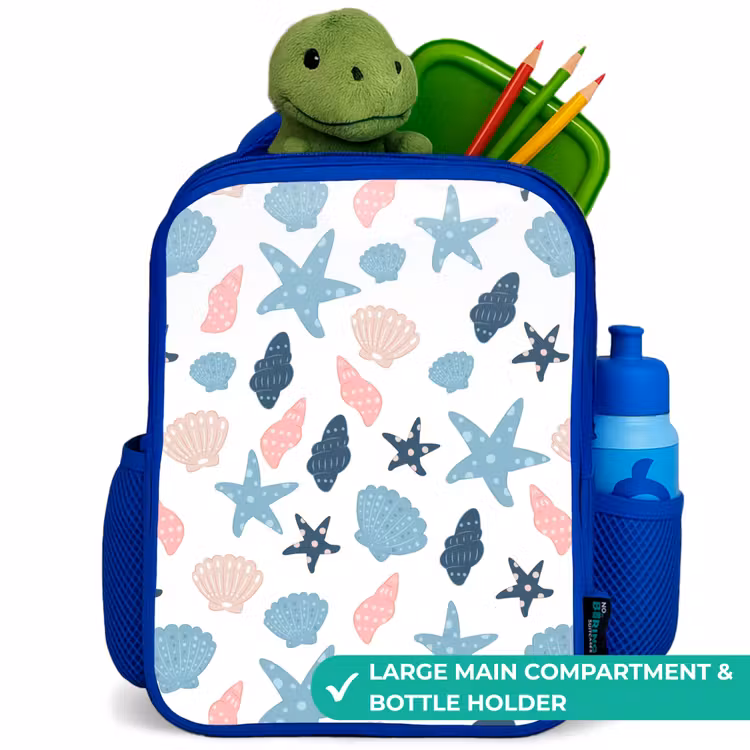 Kids backpack - Blue - Shells pattern colorful — 5