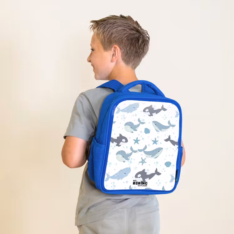 Kids backpack - Blue - Whale pattern with shells blue — 2